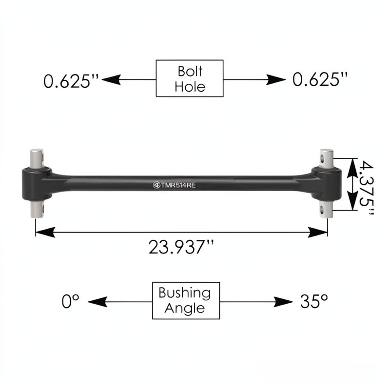 Torque Rod 23.94" C to C Non-Rebushable Rubber Bushing 0° / 35° 1.56" Shaft - TMR514RE | 