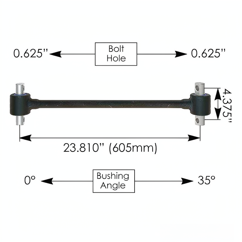 Axle Torque Rod 23.81" C to C Poly Bushing - TMR534E | 