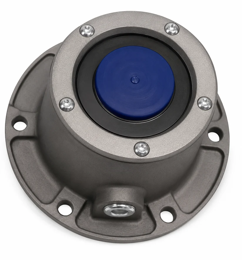 Front Hub Cap Oil Bath Steer Axle 6-Bolt 4.50" Polished Aluminum - 180.10622 | 